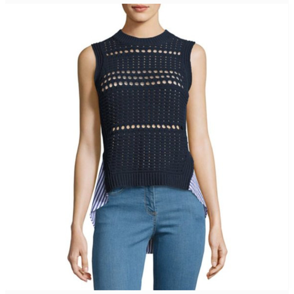 Veronica Beard Tops - VERONICA BEARD • South Beach Combo Navy Sleeveless Knit Sweater Sz M